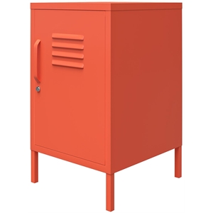 Pemberly Row Contemporary Metal Locker End Table in Orange Finish