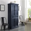 Pemberly Row Coastal Wood / Metal Pantry in Distressed Navy and Black