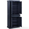 Pemberly Row Coastal Wood / Metal Pantry in Distressed Navy and Black
