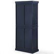 Pemberly Row Coastal Wood / Metal Pantry in Distressed Navy and Black