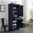 Pemberly Row Coastal Wood / Metal Pantry in Distressed Navy and Black