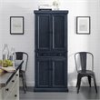 Pemberly Row Coastal Wood / Metal Pantry in Distressed Navy and Black