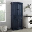 Pemberly Row Coastal Wood / Metal Pantry in Distressed Navy and Black