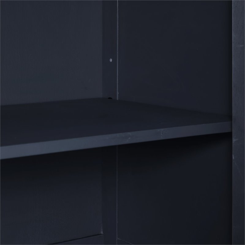 Pemberly Row Coastal Wood / Metal Pantry in Distressed Navy and Black