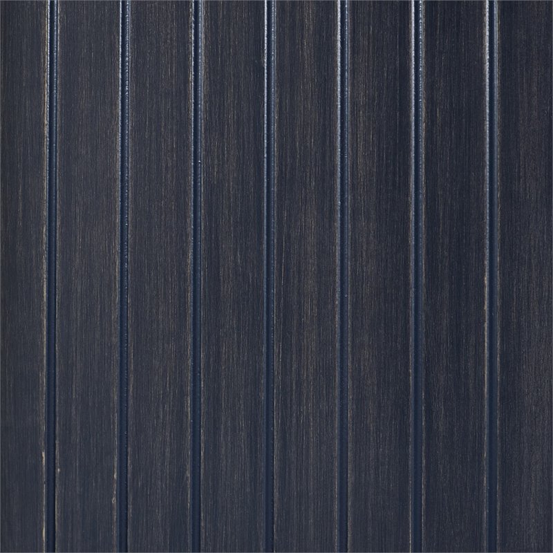 Pemberly Row Coastal Wood / Metal Pantry in Distressed Navy and Black