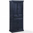 Pemberly Row Coastal Wood / Metal Pantry in Distressed Navy and Black