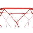 Pemberly Row Large Modern Octagon Glass Top Metal Red Base Coffee Table