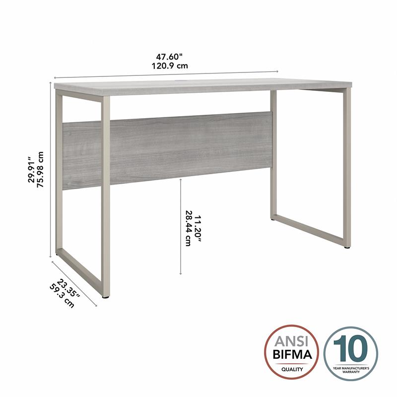 Pemberly Row 48W x 24D Computer Table Desk in Platinum Gray - Engineered Wood
