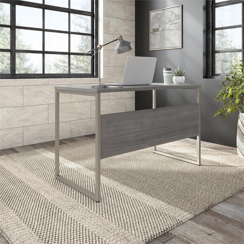 Pemberly Row 48W x 24D Computer Table Desk in Platinum Gray - Engineered Wood
