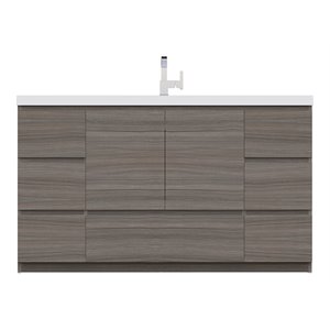 Pemberly Row 60&quot Wood Single Freestanding Bathroom Vanity in Gray
