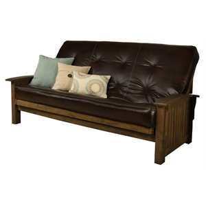 Pemberly Row Modern Queen-size Wood Futon with Java Brown Mattress