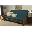 Pemberly Row Modern Queen-size Wood Futon with Suede Blue Mattress