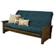 Pemberly Row Modern Queen-size Wood Futon with Suede Blue Mattress