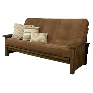 Pemberly Row Queen-size Wood Futon-Marmont Mocha Brown Mattress
