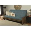 Pemberly Row Queen-size Wood Futon with Linen Aqua Blue Mattress