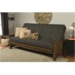 Pemberly Row Queen-size Wood Futon- Linen Charcoal Gray Mattress
