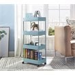 Pemberly Row 4-Tier Plastic Storage Organizer Rolling Cart with Shelves in Blue