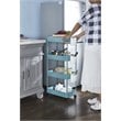 Pemberly Row 4-Tier Plastic Storage Organizer Rolling Cart with Shelves in Blue