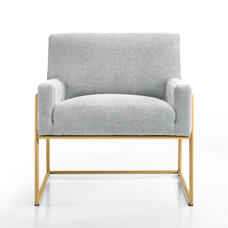 Pemberly Row Modern Steel & Fabric Upholstered Lounge Accent Chair in Gray