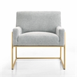 Pemberly Row Modern Steel & Fabric Upholstered Lounge Accent Chair in Gray