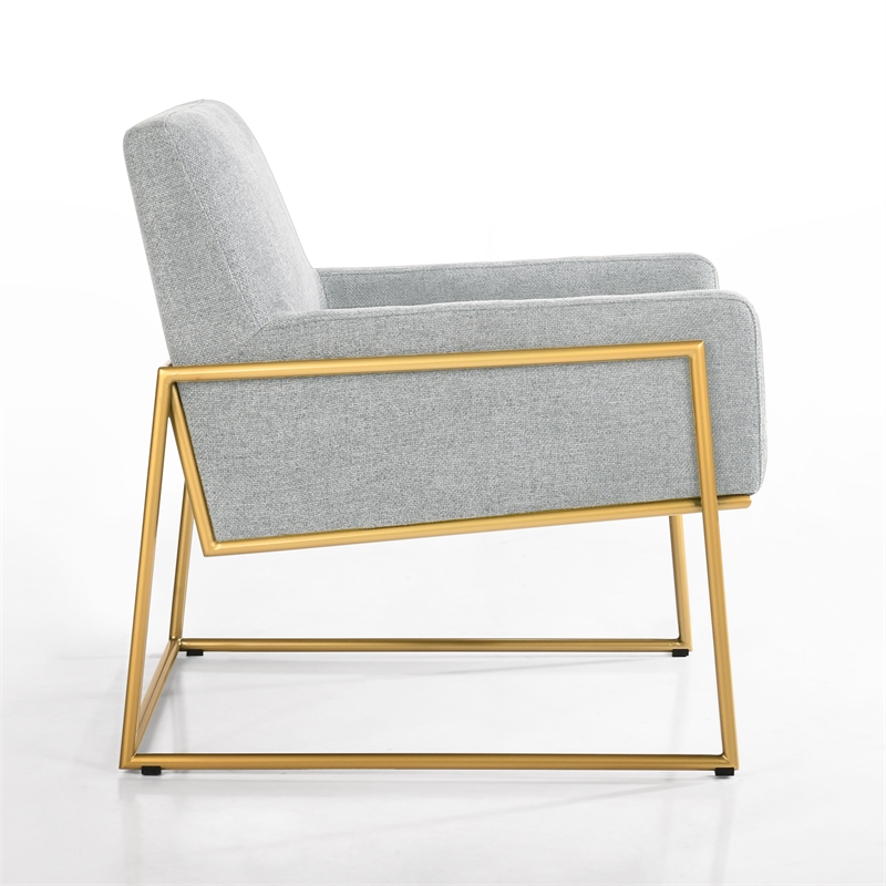 Pemberly Row Modern Steel & Fabric Upholstered Lounge Accent Chair in Gray