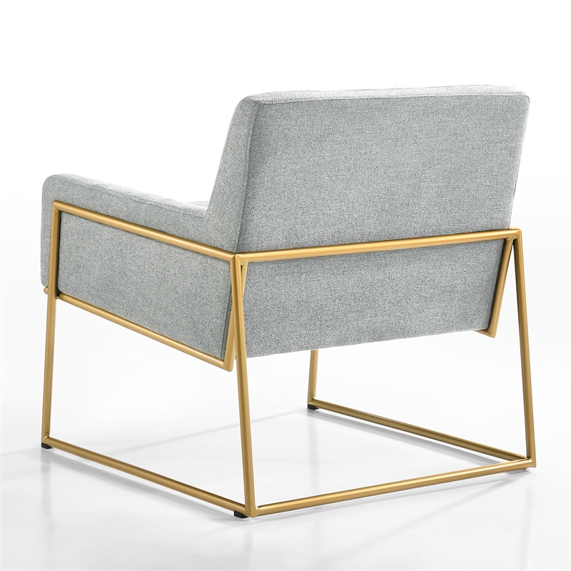 Pemberly Row Modern Steel & Fabric Upholstered Lounge Accent Chair in Gray