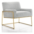 Pemberly Row Modern Steel & Fabric Upholstered Lounge Accent Chair in Gray