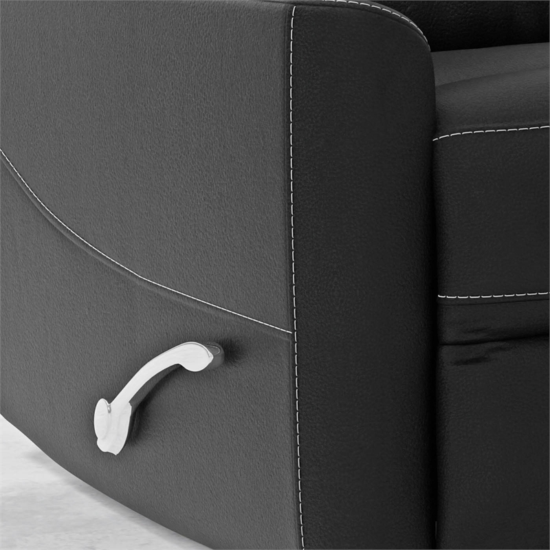 Pemberly Row Polyester / PU Manual Swivel Glider Recliner in Black