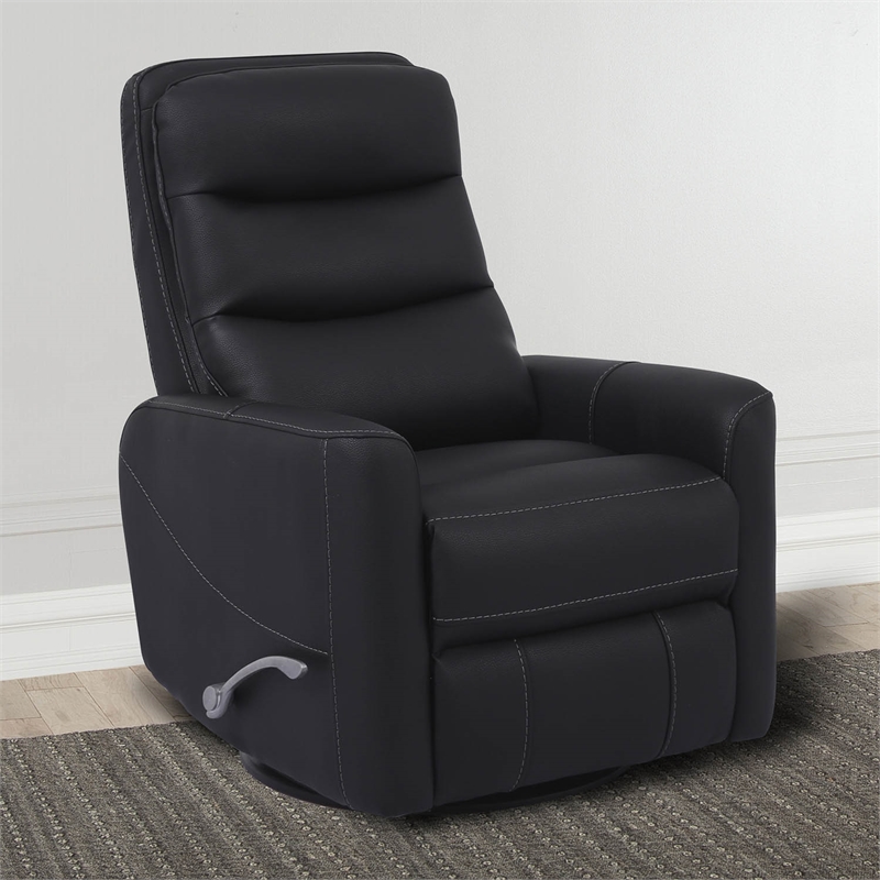 Pemberly Row Polyester / PU Manual Swivel Glider Recliner in Black