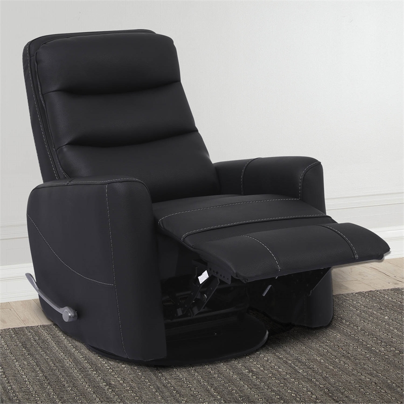 Pemberly Row Polyester / PU Manual Swivel Glider Recliner in Black