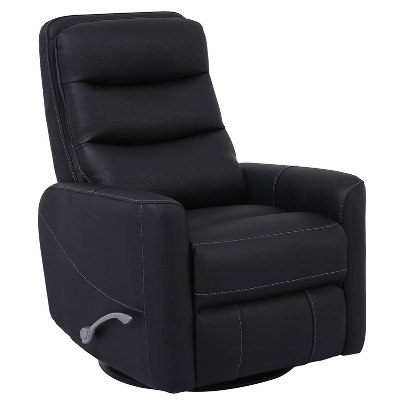 Pemberly Row Polyester / PU Manual Swivel Glider Recliner in Black