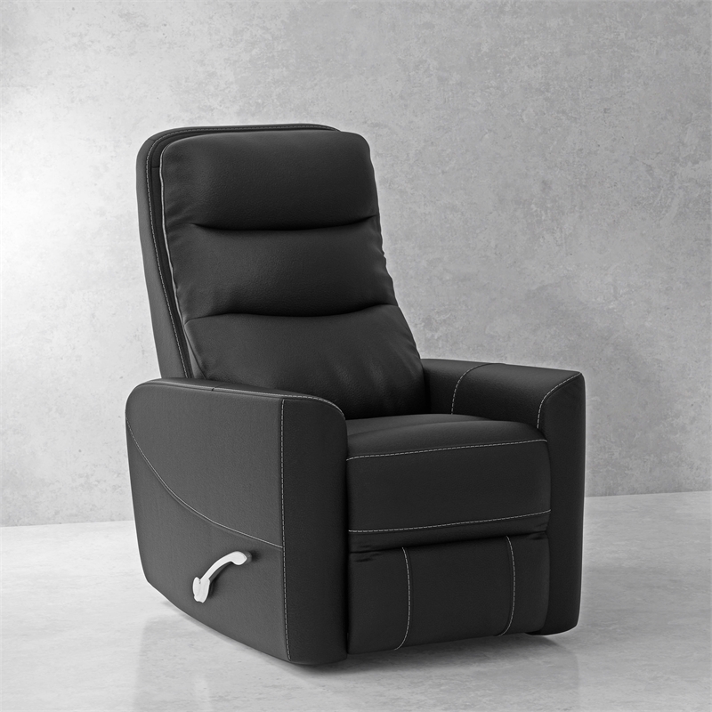 Pemberly Row Polyester / PU Manual Swivel Glider Recliner in Black