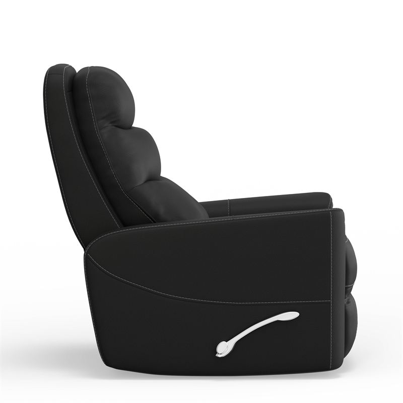 Pemberly Row Polyester / PU Manual Swivel Glider Recliner in Black