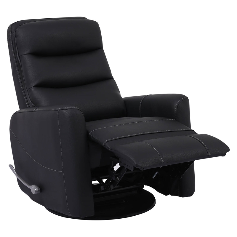 Pemberly Row Polyester / PU Manual Swivel Glider Recliner in Black