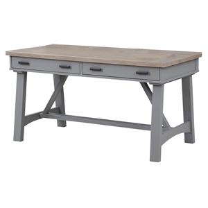 Pemberly Row Modern 60&quot Traditional Wood Writing Desk in Gray