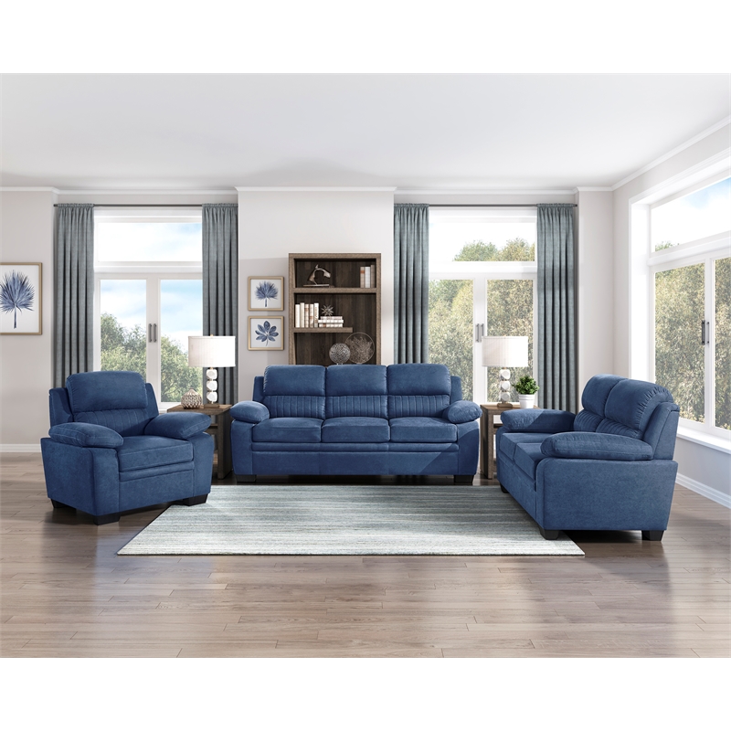 Pemberly Row Contemporary Fabric Upholstered Chair in Blue Color