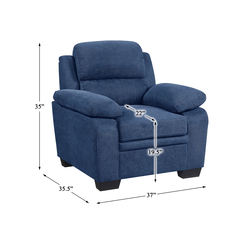 Pemberly Row Contemporary Fabric Upholstered Chair in Blue Color