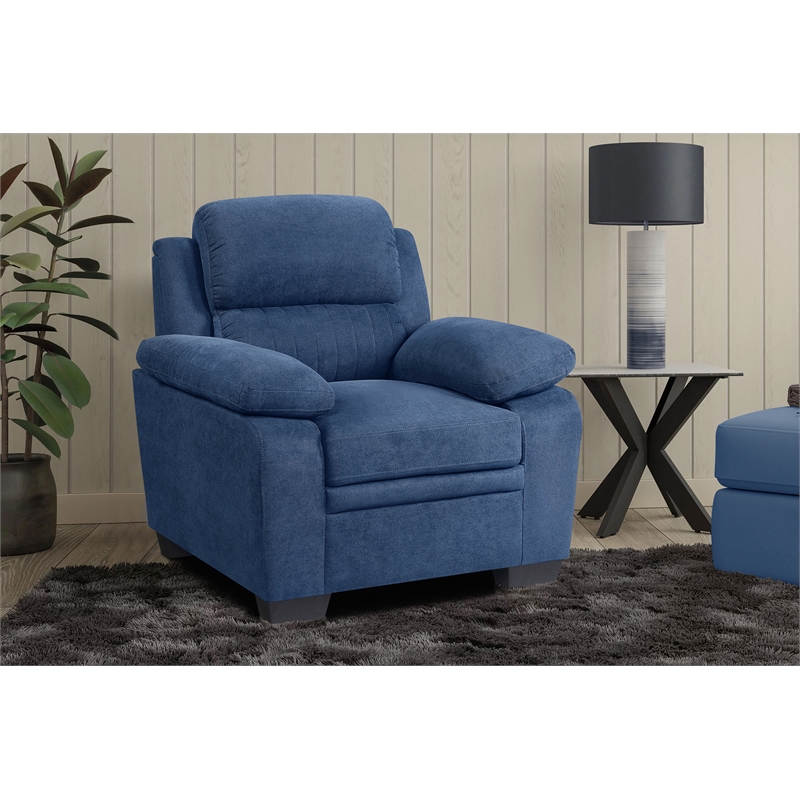 Pemberly Row Contemporary Fabric Upholstered Chair in Blue Color