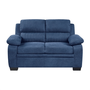 Pemberly Row Modern Fabric Upholstered Love Seat in Blue Color