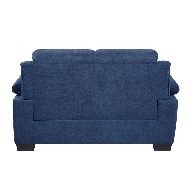 Pemberly Row Modern Fabric Upholstered Love Seat in Blue Color