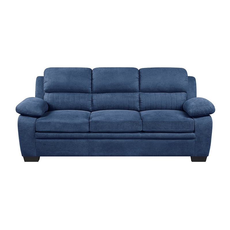 Pemberly Row Contemporary Fabric Upholstered Sofa in Blue Color