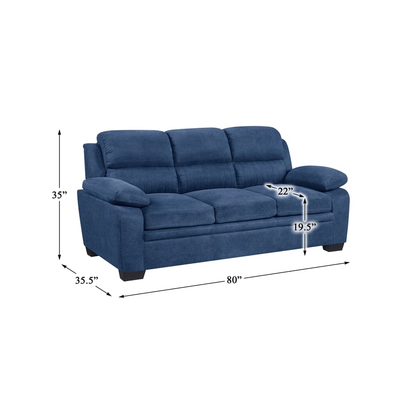 Pemberly Row Contemporary Fabric Upholstered Sofa in Blue Color
