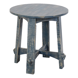 Pemberly Row Farmhouse Mahogany Wood End Table in Ocean Blue