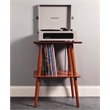 Pemberly Row Mid-Century Wood Metal Turntable Stand in Paprika