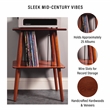 Pemberly Row Mid-Century Wood Metal Turntable Stand in Paprika
