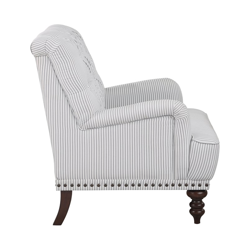 Pemberly Row Fabric Upholstered Accent Chair in Gray Striped Pattern
