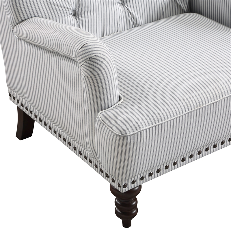 Pemberly Row Fabric Upholstered Accent Chair in Gray Striped Pattern