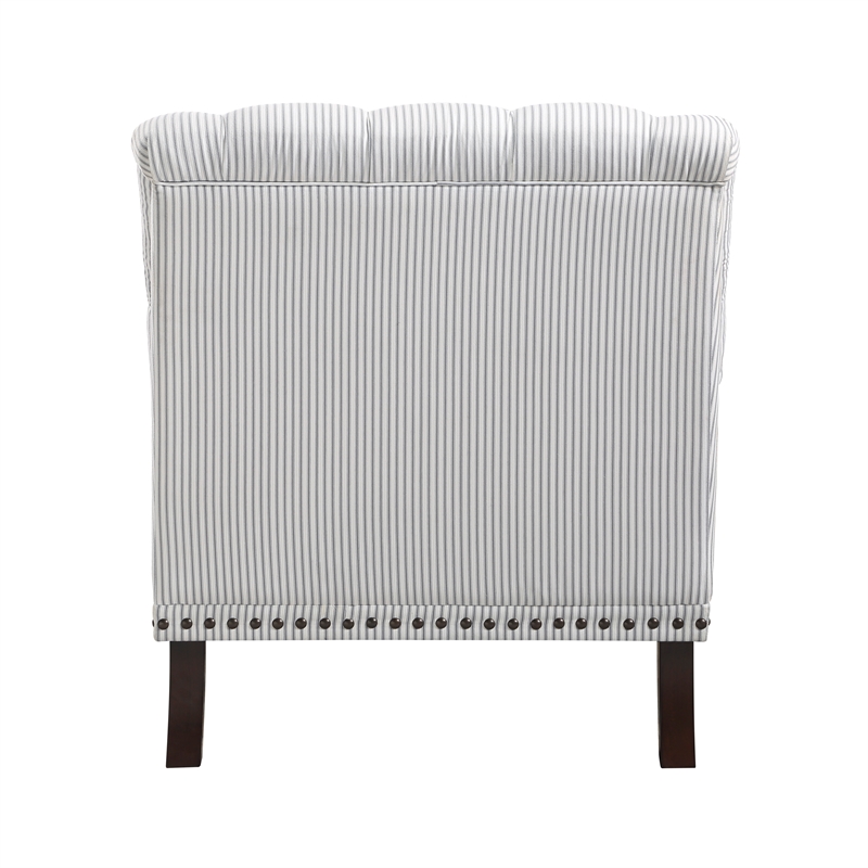 Pemberly Row Fabric Upholstered Accent Chair in Gray Striped Pattern