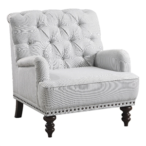 Pemberly Row Fabric Upholstered Accent Chair in Gray Striped Pattern