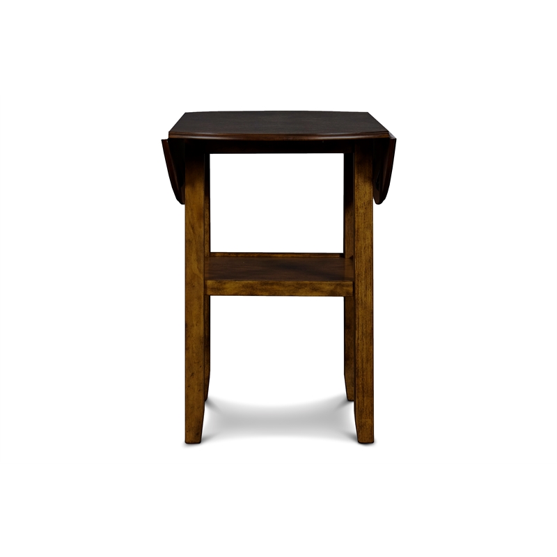 Pemberly Row Solid Wood Counter Drop Leaf Table W / 2 Chairs in Brown